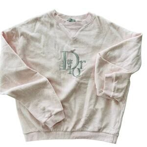 DIOR x ERL Oversized Sweatshirt Cotton Fleece Size Small Heathered Pink Silver